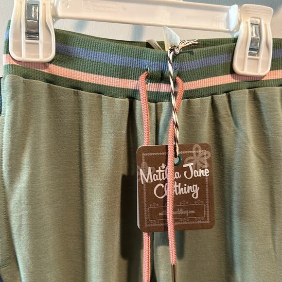 Matilda Jane size 4 Norah Green Striped Panel Jogger - Picture 3 of 12